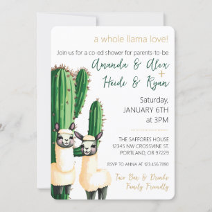 Llama Love Cactus Baby shower Invitation