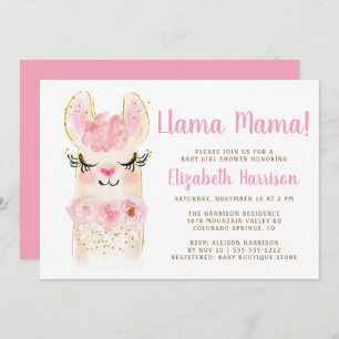 Llama Mama Baby shower rose Invitation