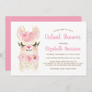 Llama Mama Rose Baby Virtual Shower Invitation