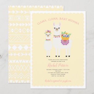 Llama Momma - Cute, Baby Girl Shower Invitation