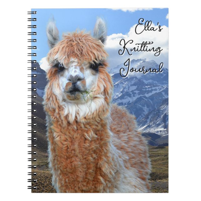 Llama Mountains Personalized Knitting Journal (Devant)