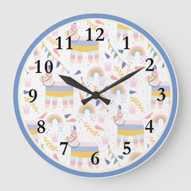 Llama Rainbow Baby Nursery Horloge murale (Recto)