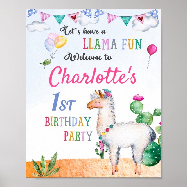 Llama signe de fête de bienvenue affiche Alpaca (Devant)