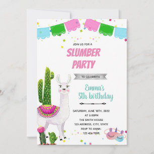 Llama slumer fête à thème invitation