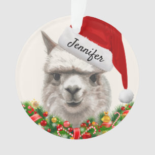 Llama Sourire Votre Nom & Année Alpaca Noël