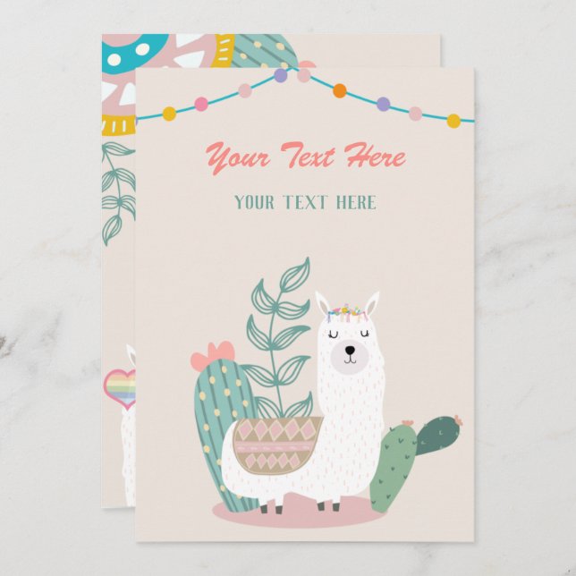 Llama Tout Événement Invitation (Devant / Derrière)