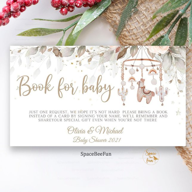 Llama Toys Boho Demande de réservation Carte de fe (Llama Toys Boho Book,for baby,Request Enclosure Card,Baby Shower Alpak Boho,Shower Cute Baby Llama,)