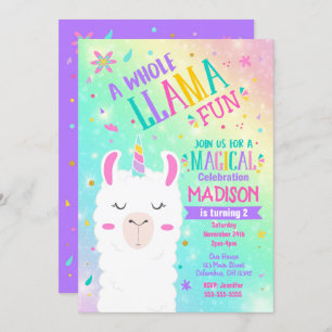 Llama Unicorn Birthday Invitation Magazine Party