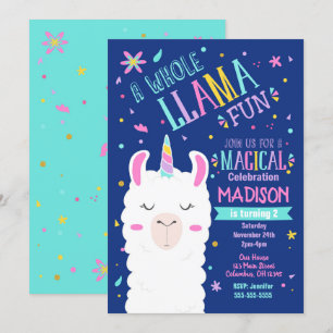 Llama Unicorn Birthday Invitation Magazine Party