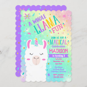 Llama Unicorn Birthday Invitation Magazine Party