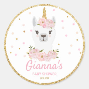Llama Unicorn Merci Sticker Parti Étiquette Favor