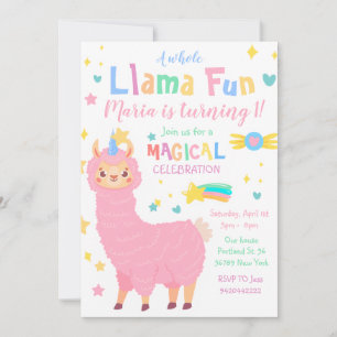 Llamacorn Magique Llama Invitation anniversaire