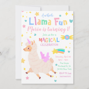Llamacorn Magique Unicorn Invitation Anniversaire