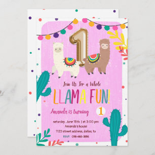 Llamas 1er anniversaire Invitation