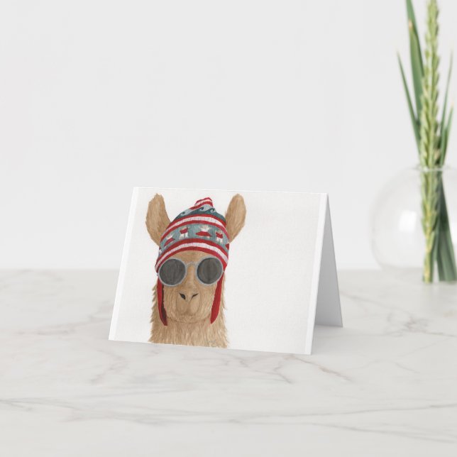 Llamas à Shades : Carte de voeux de juillet 4"x5.6 (Devant)
