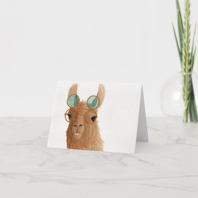 Llamas à Shades : Carte de voeux de septembre 4"x5 (Devant)