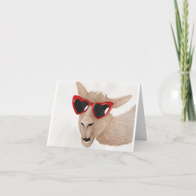 Llamas à Shades : Février Carte de voeux 4"x5.6" (Devant)