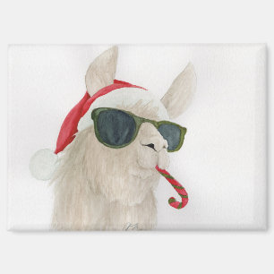 Llamas dans les tons : décembre Magnet 3,5 po x 2,