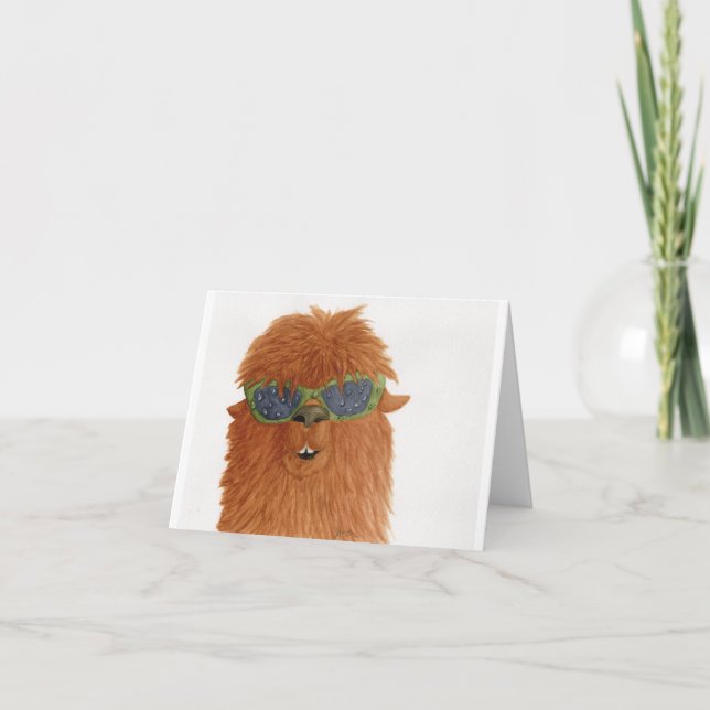 Llamas en Shades : Carte de voeux d'avril 4"x5.6" (Devant)