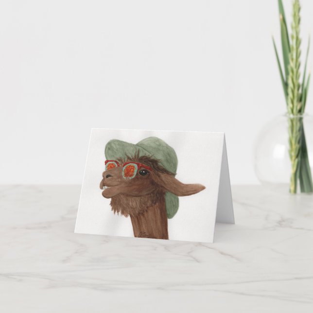 Llamas en Shades : novembre Carte de voeux 4"x5.6" (Devant)