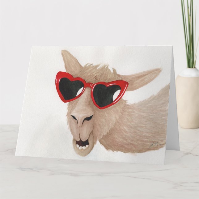 Llamas in Shades : Février Carte de voeux 8.5"x11" (Devant)