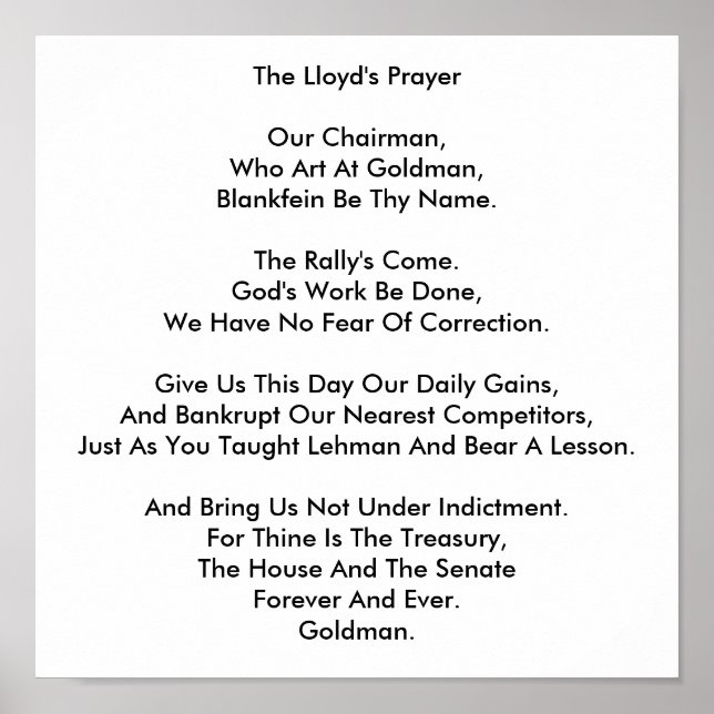 Lloyd's Prayer Poster (Devant)