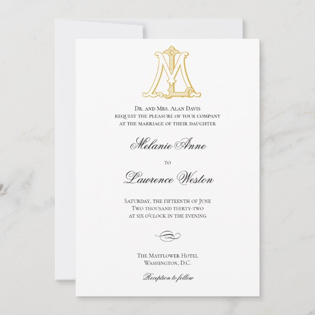 LM ou ML Monogram Vintage Wedding Invitations (Devant)