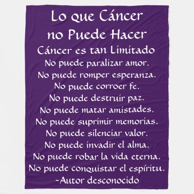 Lo que Cáncer no Puede Hacer Fleece Couvertures Ch (Devant)