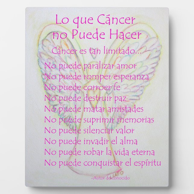 Lo que Cancer no Puede Hacer Poème Peinture Plaque (Devant)