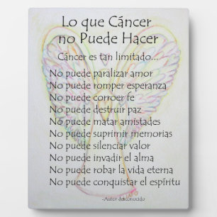 Lo que Cancer no Puede Hacer Poème Peinture Plaque