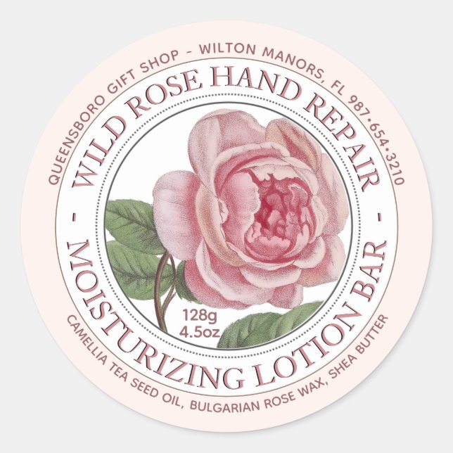 Loap Bar Étiquette de savon rose Fleur Rose sauvag (Devant)