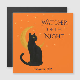 L'observateur de la nuit - Aimant noir de chat Hal