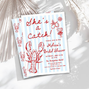 Lobster She's a Catch Bridal Shower Invitation