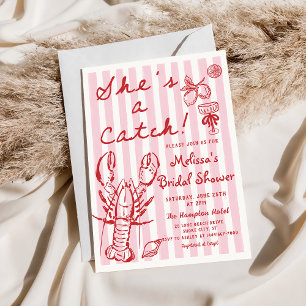 Lobster She's a Catch Bridal Shower Invitation