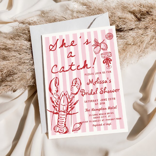 Lobster She's a Catch Bridal Shower Invitation (Créateur téléchargé)