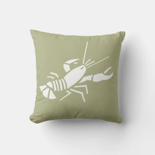 LOBSTER WHITE sur le coussin vert kaki