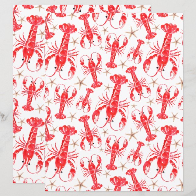Lobsters Scrapbook Paper (Devant / Derrière)