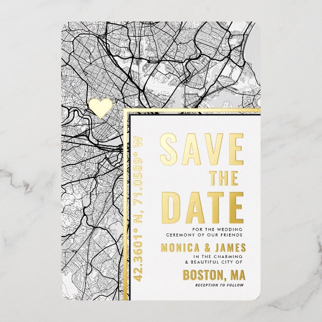 Localisateur d'amour de Boston | Carte de la ville (Recto)