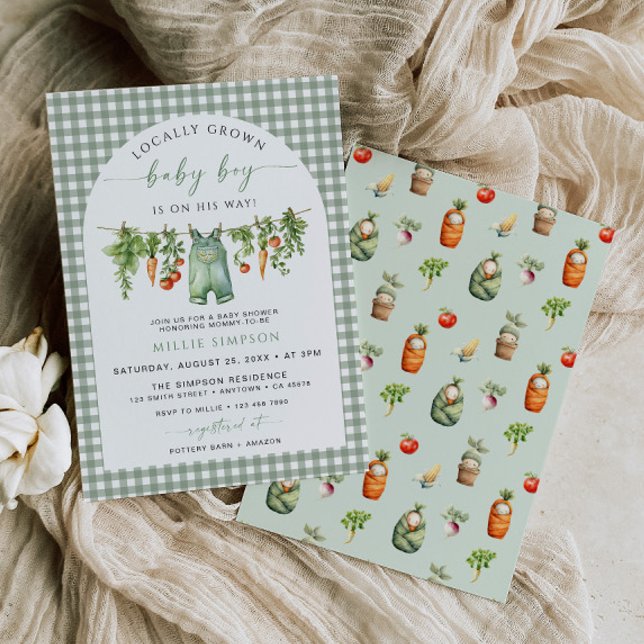 Locally Grown Baby Boy Shower Invitation Green (Créateur téléchargé)