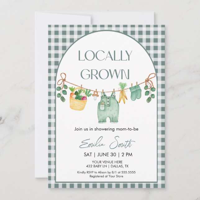 Locally Grown, Farmers Mark Baby Shower Invitation (Devant)