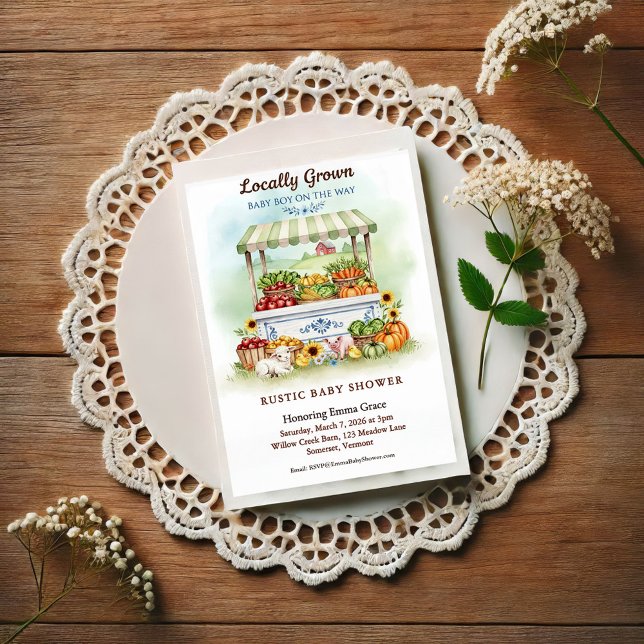 Locally Grown Market Boy Baby Shower Invitation (Créateur téléchargé)