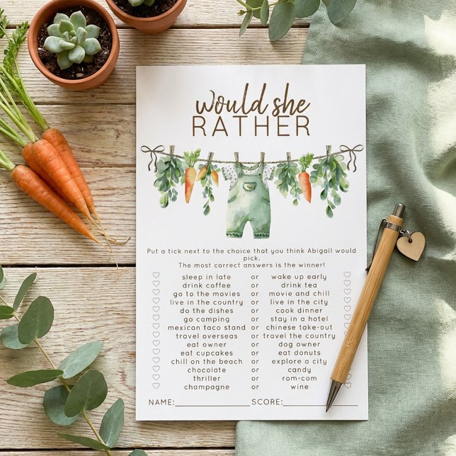 Locally Grown Would She Rather Baby Shower Game (Créateur téléchargé)