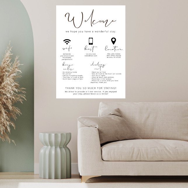 Location de vacances Affiche de bienvenue Informat (Créateur téléchargé)