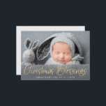 location or faire-part de naissance de vacances<br><div class="desc">faux script or avec une belle photo bébé nouveau-né,  l'image et le détail texte de cette carte peuvent être personnalisés.</div>