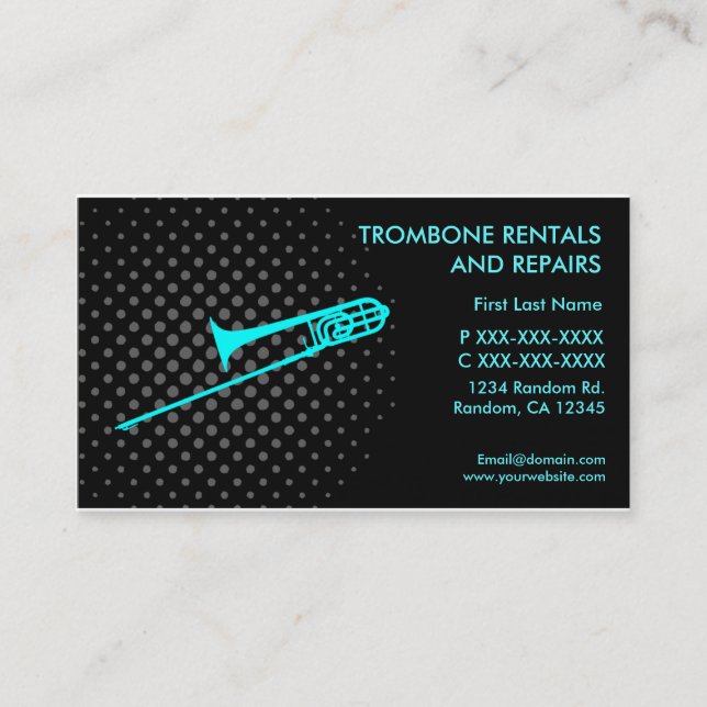 Location Trombone répare cartes de visite sur mesu (Devant)