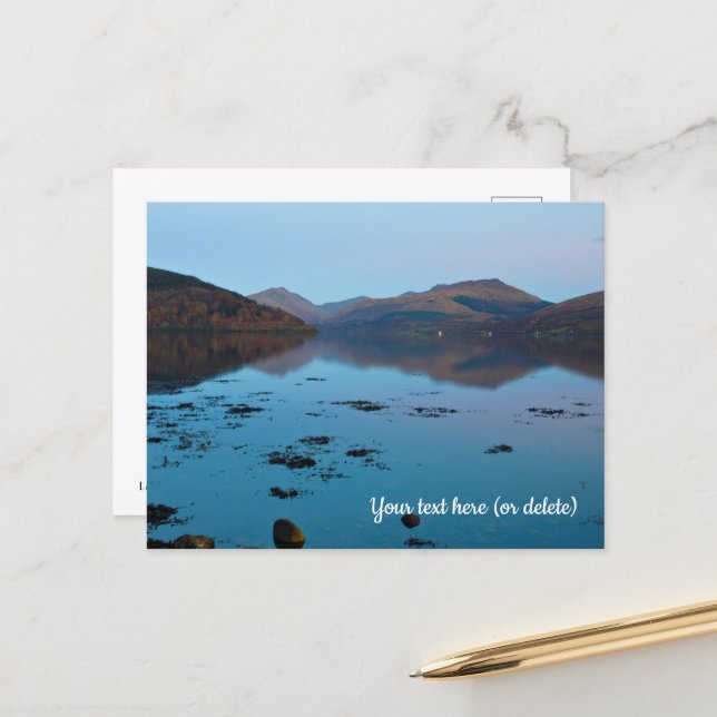 Loch Fyne en bleu, carte postale d'Écosse (Devant/Arrière en situation)