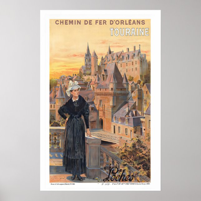 Loches Touraine France Vintage Travel Poster (Devant)