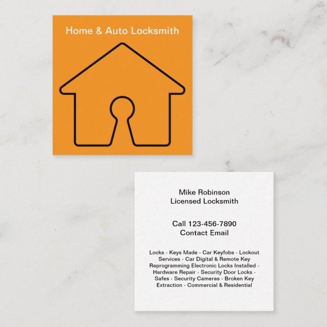 Locksmith Services à domicile Cartes de visite (Devant / Derrière)