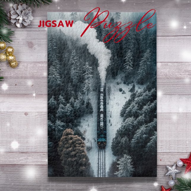 Locomotive à vapeur de neige sur viaduc puzzle nat (Snow Steam Locomotive on a viaduct nature puzzle)