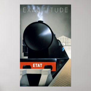 Locomotive à vapeur noire Art Déco vintage